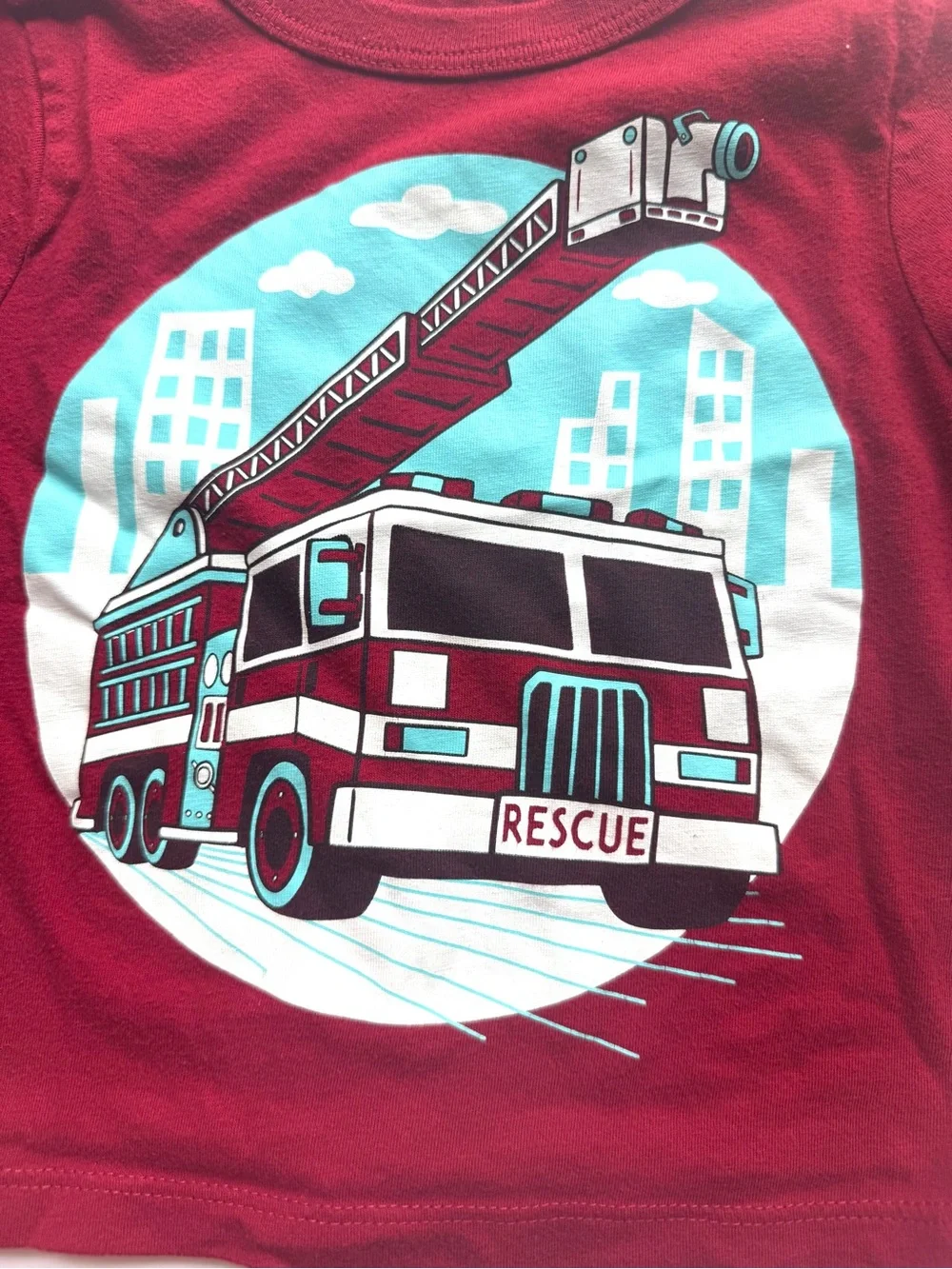 The Children's Place Burgundy Long-Sleeve Fire Truck Tee